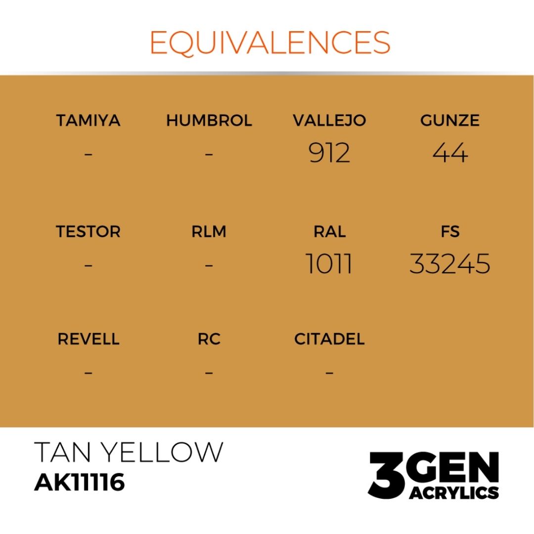 AK Interactive 3 Gen Acrylics AK11116 Tan Yellow 17ml