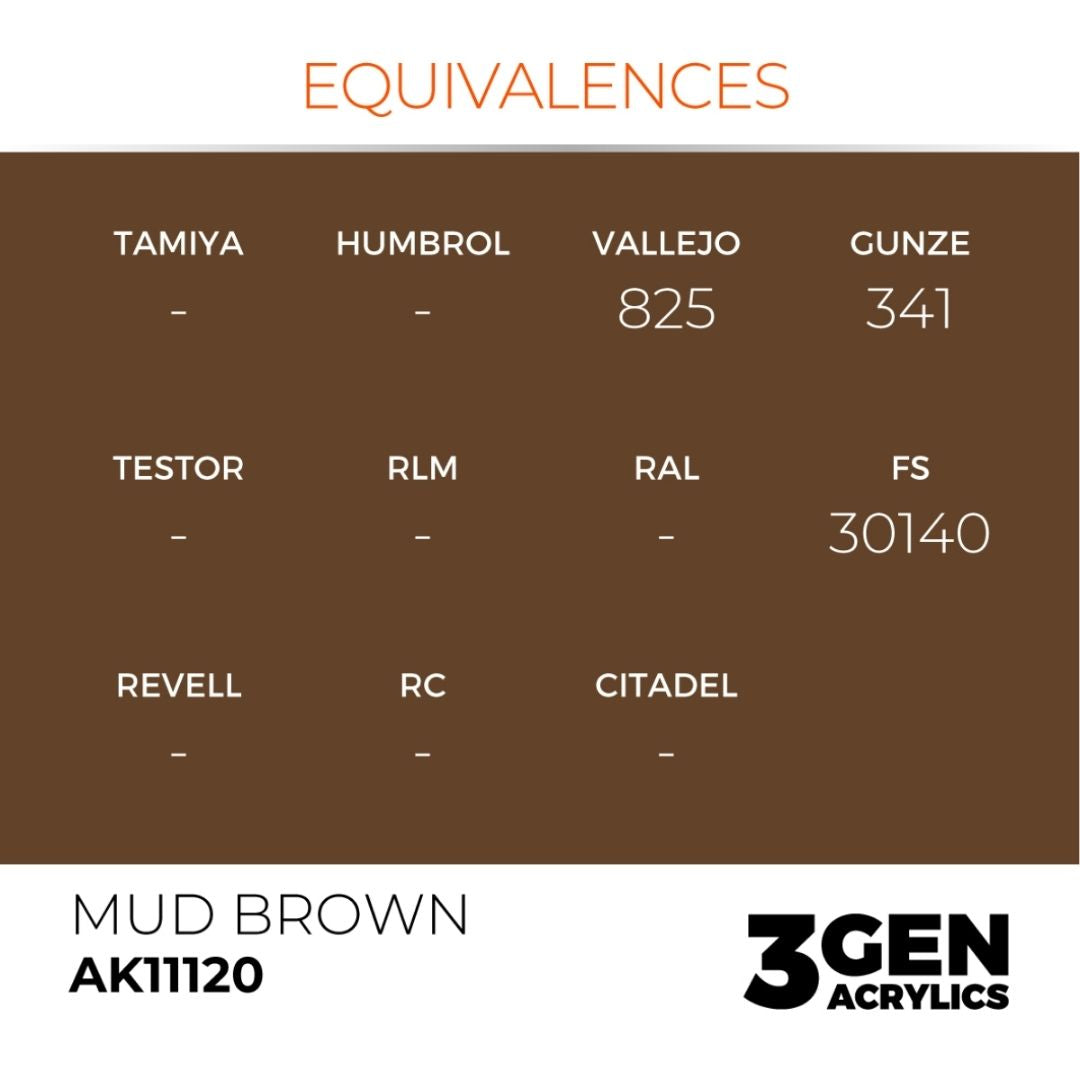 AK Interactive 3 Gen Acrylics AK11120 Mud Brown 17ml