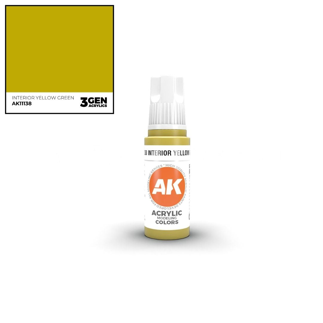 AK Interactive 3 Gen Acrylics AK11138 Interior Yellow Green 17ml