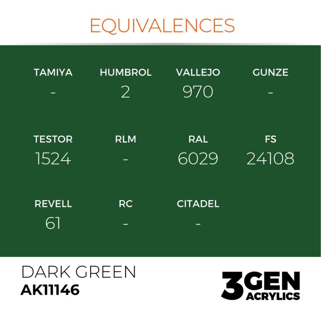 AK Interactive 3 Gen Acrylics AK11146 Dark Green 17ml