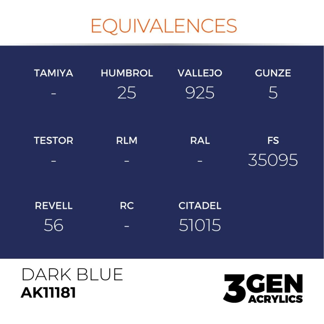 AK Interactive 3 Gen Acrylics AK11181 Dark Blue 17ml