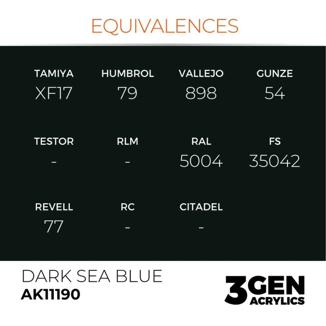 AK Interactive 3 Gen Acrylics AK11190 Dark Sea Blue 17ml