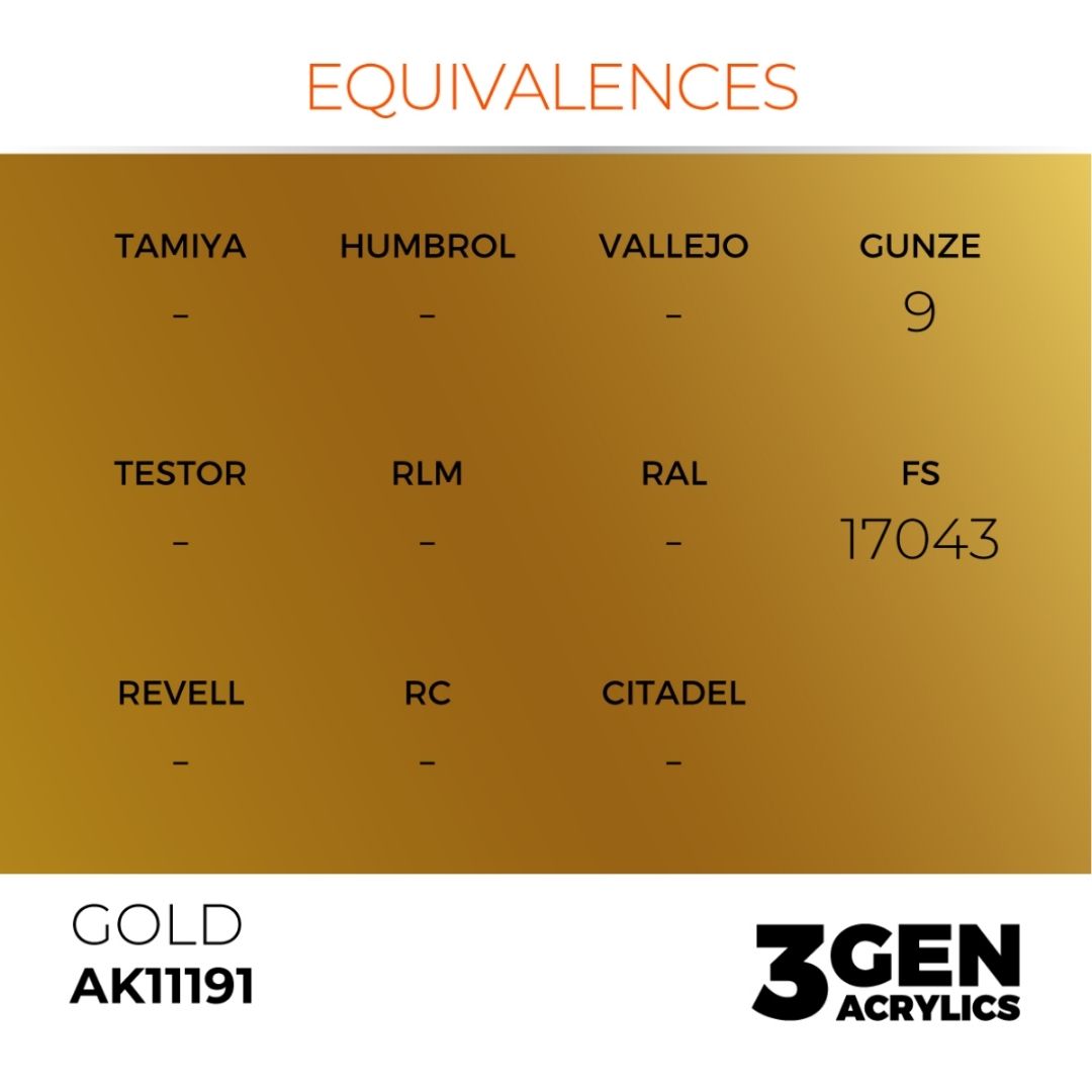 AK Interactive 3 Gen Acrylics AK11191 Gold 17ml