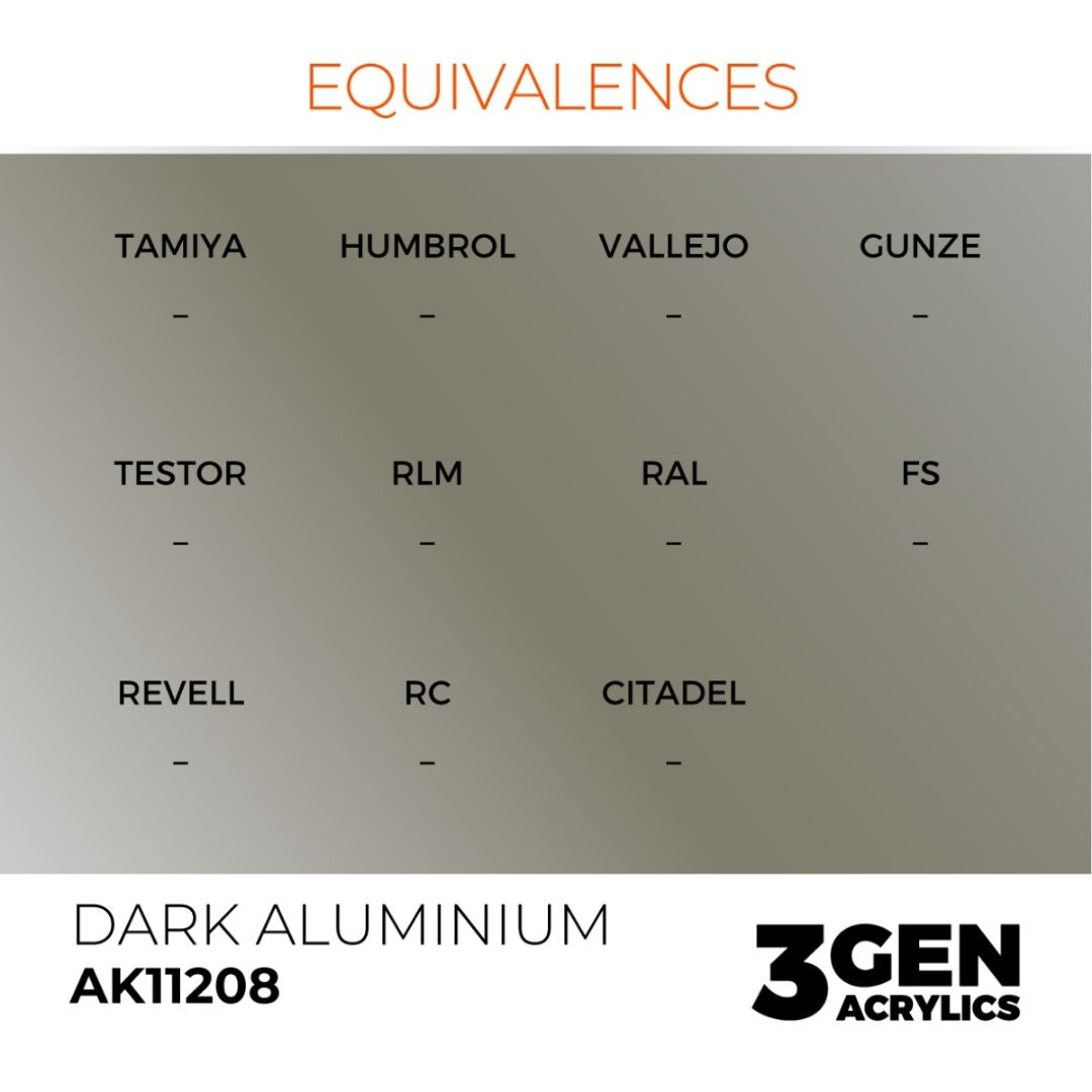 AK Interactive 3 Gen Acrylics AK11208 Dark Aluminium 17ml