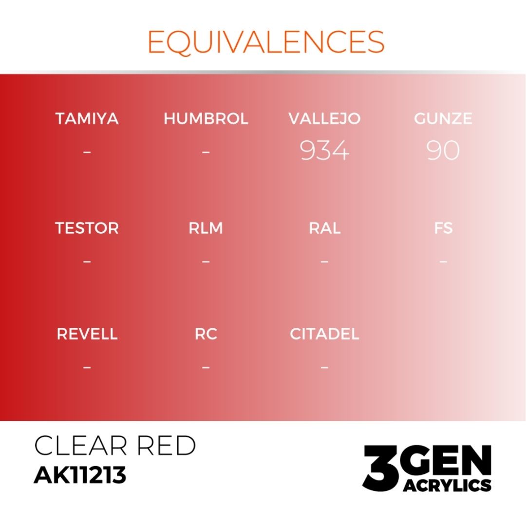 AK Interactive 3 Gen Acrylics AK11213 Clear Red 17ml