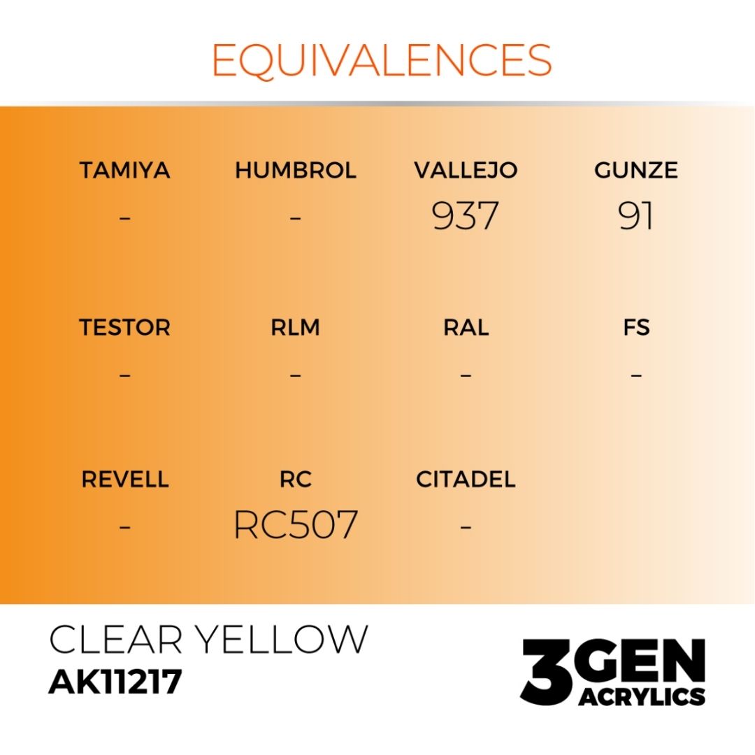 AK Interactive 3 Gen Acrylics AK11217 Clear Yellow 17ml