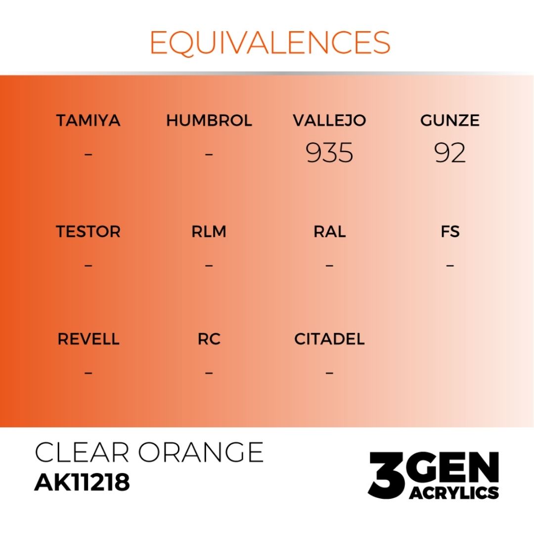 AK Interactive 3 Gen Acrylics AK11218 Clear Orange 17ml