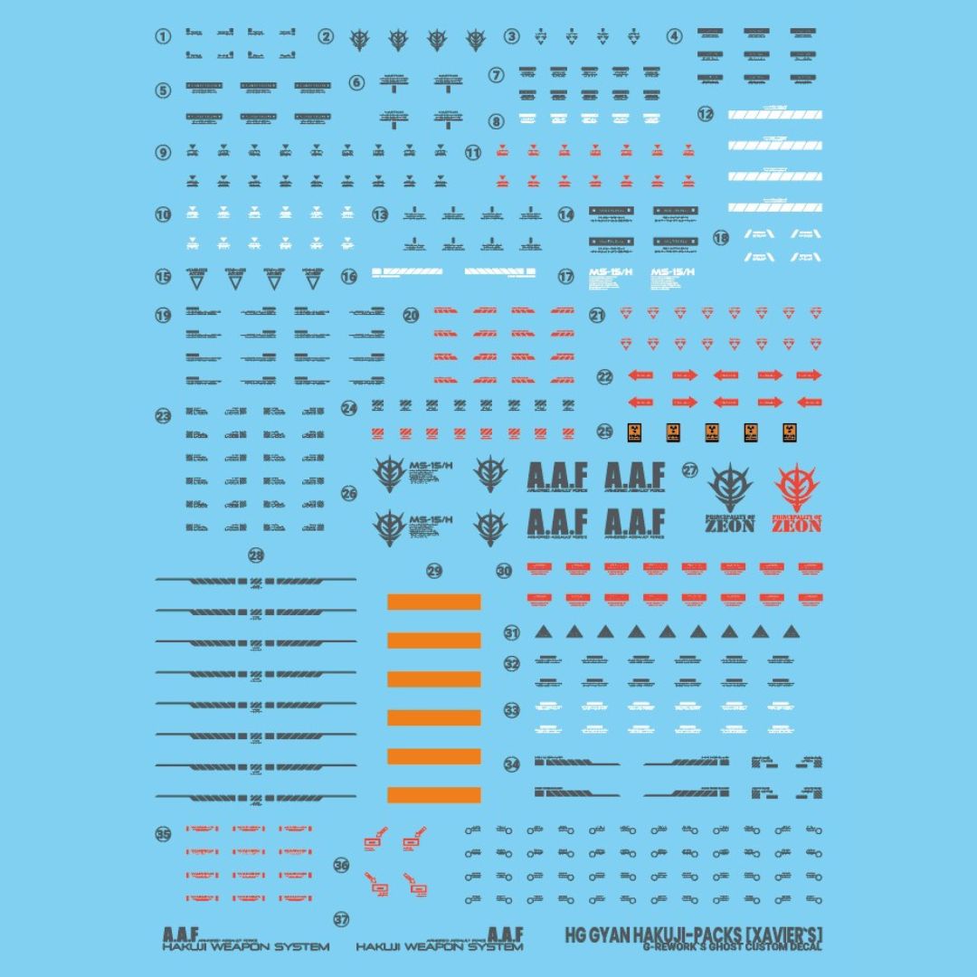 G-Rework Decal - [HG] GQUUUUUUX MS-15/H XAVIER'S GYAN HAKUJI-PACKS