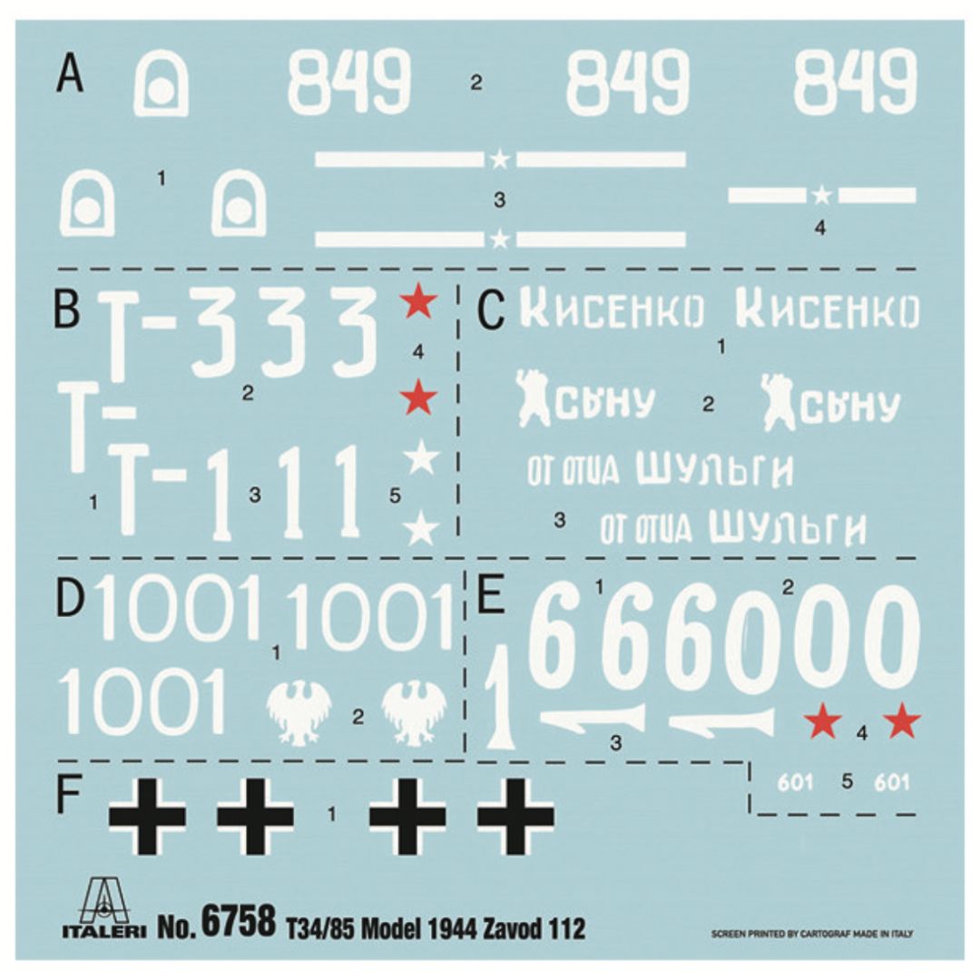 ITALERI 1/35 T34/85 Zavod 112 -1944 (6758)