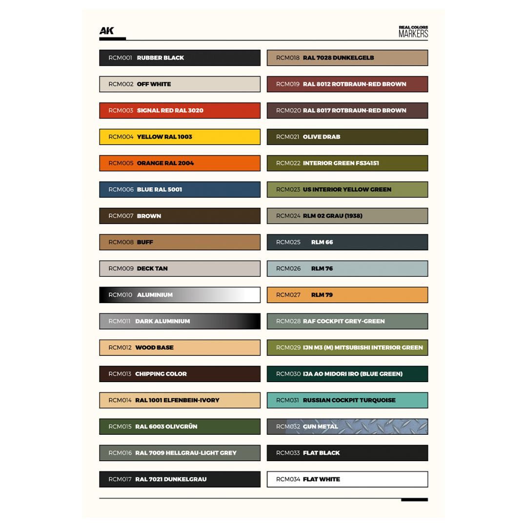 AK Interactive Real Colors Markers Set RCM150 - Special Box Full Set (34 colours)